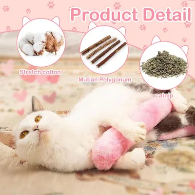 LovuPet 3 Pcs Jouet Chat en Peluche à Chat Peluches d'herbe à Chat Séchée