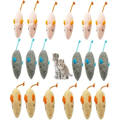 LovuPet Lot de 18 jouets en peluche à l'herbe à chat,Teeth Cleaning Jouet