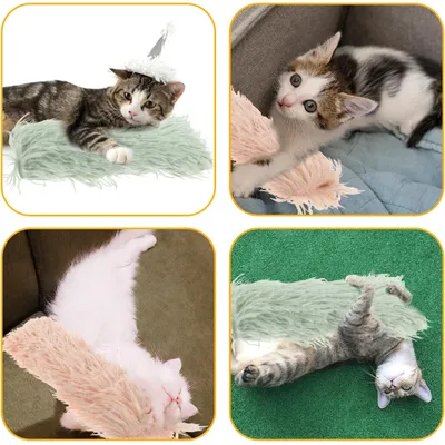 LovuPet 2 coussins à l'herbe à chat,doux et résistant, avec son froissé