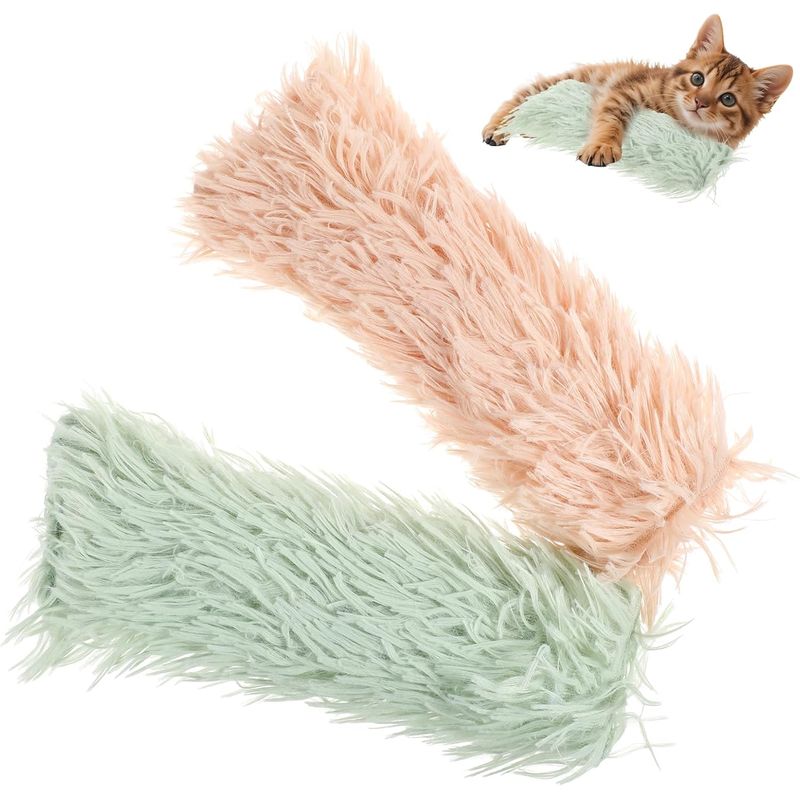 LovuPet 2 coussins à l'herbe à chat,doux et résistant, avec son froissé