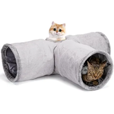 ZENITHMIND Tunnel de chat pliant de 3 voies avec 1 boule de jouet de chat