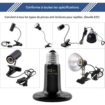 ZooVenture Lot De 2 Ampoules Céramiques Chauffantes E27 pour Petits Animaux