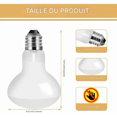 ZooVenture Lot De 2 Ampoule Chauffante 75W Pour Reptiles Amphibiens Tortue