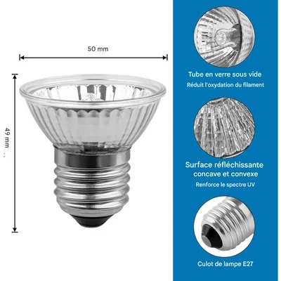 ZooVenture Ampoule Chauffante UVA UVB E27 Pour Reptile Tortue Lézard