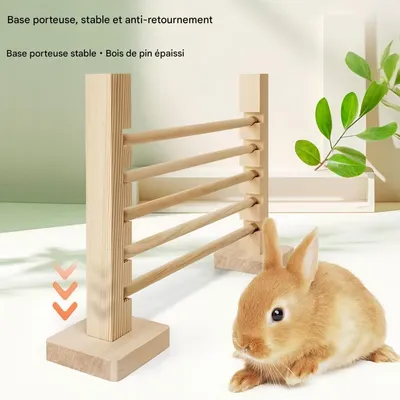 FurryFusion Barre de saut en bois pour petits animaux
