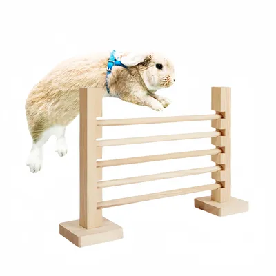 FurryFusion Barre de saut en bois pour petits animaux
