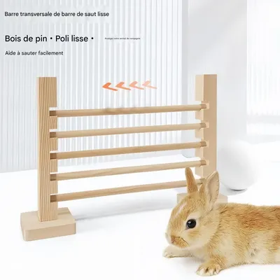 FurryFusion Barre de saut en bois pour petits animaux