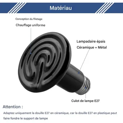 ZooVenture Lot De 2 Ampoules Céramiques Chauffantes E27 pour Petits Animaux