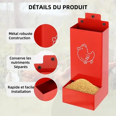 ZooVenture Mangeoire Automatique En Métal Sans Déchets Pour Volaille