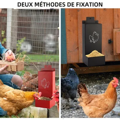 ZooVenture Mangeoire Automatique En Métal Sans Déchets Pour Volaille