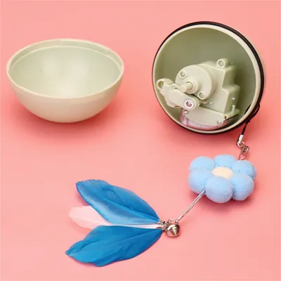 Pet Planet Jouet pour chat Balle tournante avec canne à plumes