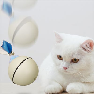 Pet Planet Jouet pour chat Balle tournante avec canne à plumes