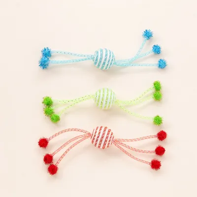IntiMeg Jouet de corde en forme de balle pour chat 3 jouets