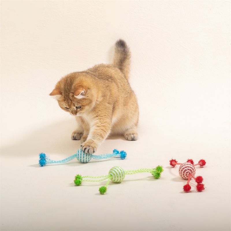 IntiMeg Jouet de corde en forme de balle pour chat 3 jouets