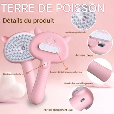 ZenPets Brosse à vapeur 4 en 1 pour chats et chiens