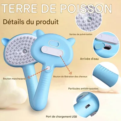 ZenPets Brosse à vapeur 4 en 1 pour chats et chiens