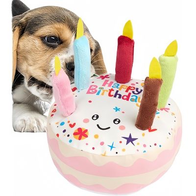 IntiMeg Jouet en peluche pour chien en forme de gâteau d'anniversaire