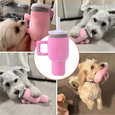 FurryFusion Jouet en peluche pour chien en forme de tasse