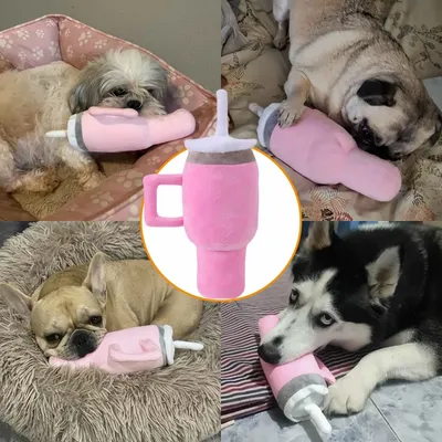FurryFusion Jouet en peluche pour chien en forme de tasse