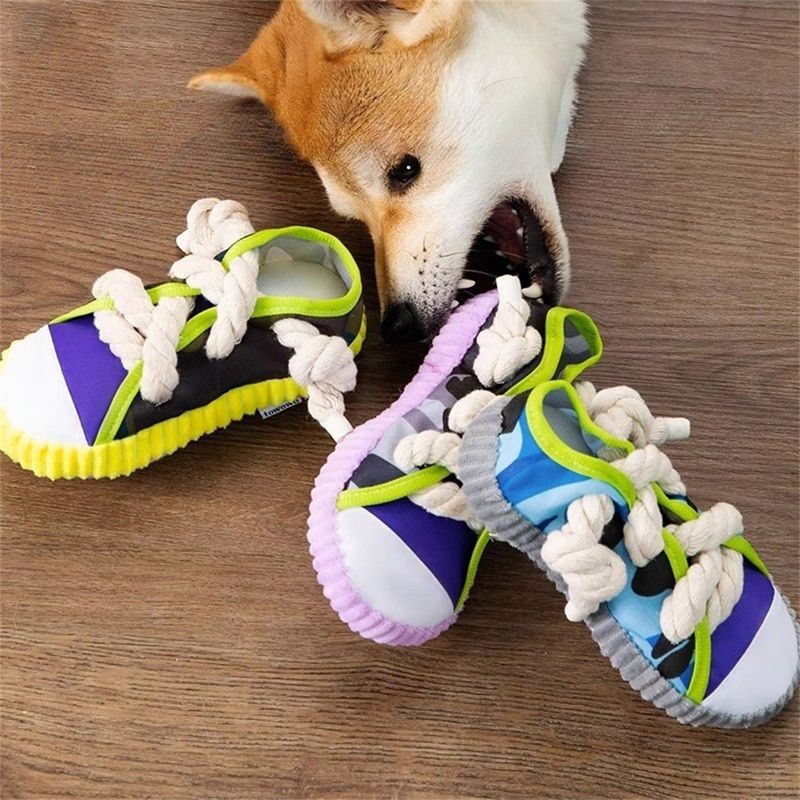 IntiMeg Jouet en forme de pantoufle en coton pour chien