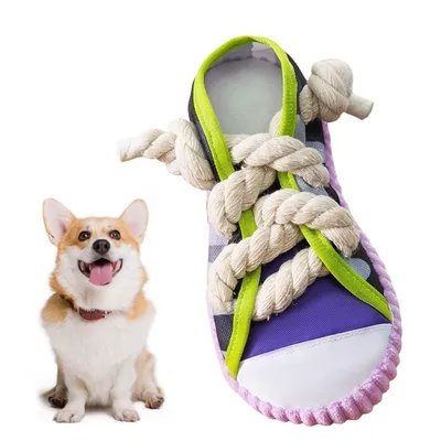 IntiMeg Jouet en forme de pantoufle en coton pour chien IntiMeg Jouet en forme de pantoufle en coton pour chien