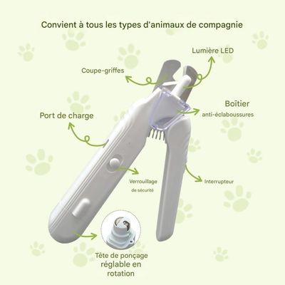 Pet Planet 2 En 1 Broyeur Et Ciseaux D'Ongles Pour Chien Et Chat Avec Led