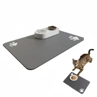 FurryFusion Tapis d'alimentation Paw Print pour chat et chien