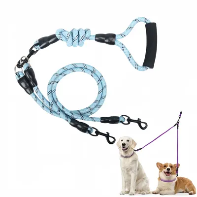 FurryFusion Laisse double pour chien en coton et lin FurryFusion Laisse double pour chien en coton et lin