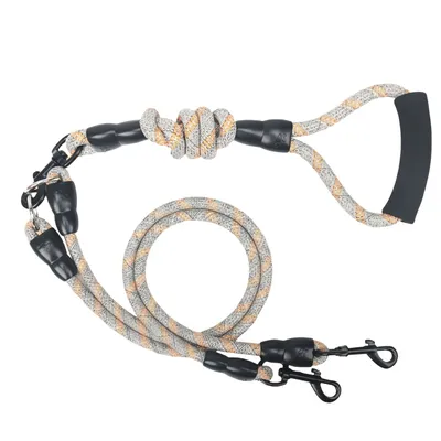 FurryFusion Laisse double pour chien en coton et lin