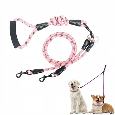 FurryFusion Laisse double pour chien en coton et lin