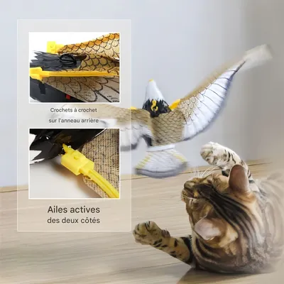 IntiMeg Jouet d'oiseau volant électronique pour chat