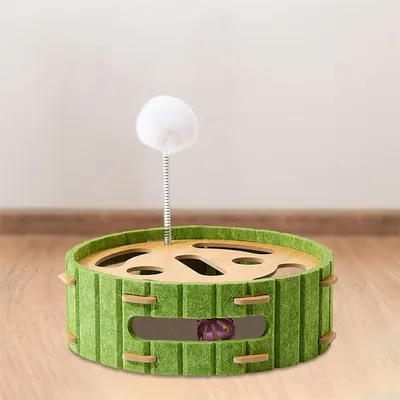 IntiMeg Boîte de jeu pour chat avec piste et balles interactives