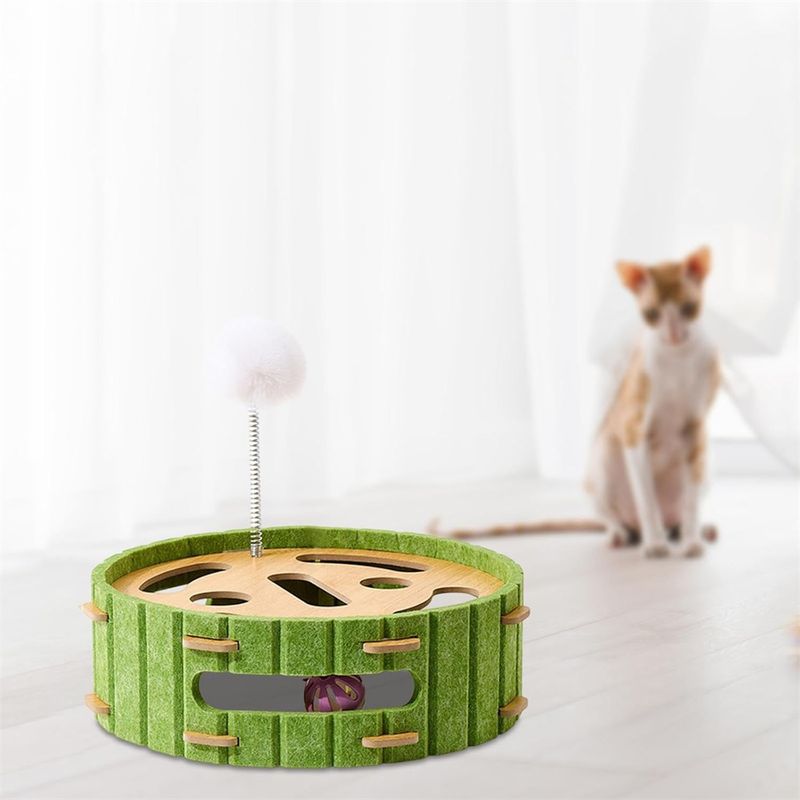 IntiMeg Boîte de jeu pour chat avec piste et balles interactives