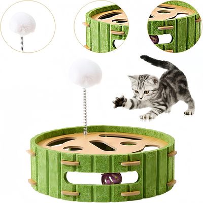 IntiMeg Boîte de jeu pour chat avec piste et balles interactives