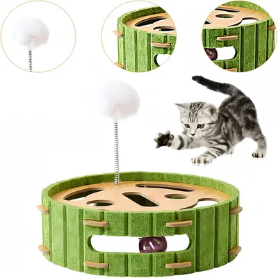 IntiMeg Boîte de jeu pour chat avec piste et balles interactives
