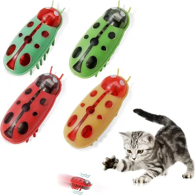 IntiMeg Mini Jouet pour Chat Coccinelle 4 Pièces