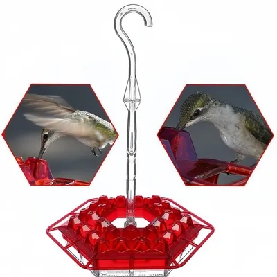 FurryFusion Mangeoire à oiseaux hexagonale suspendue