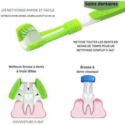Pet Planet Lot de 3 Brosse à Dents Pour Chien et Chat