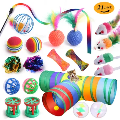 Pet Planet Ensemble de jouets tunnel pour chat 21 articles