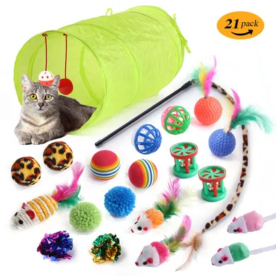 Pet Planet Ensemble de jouets tunnel pour chat 21 articles