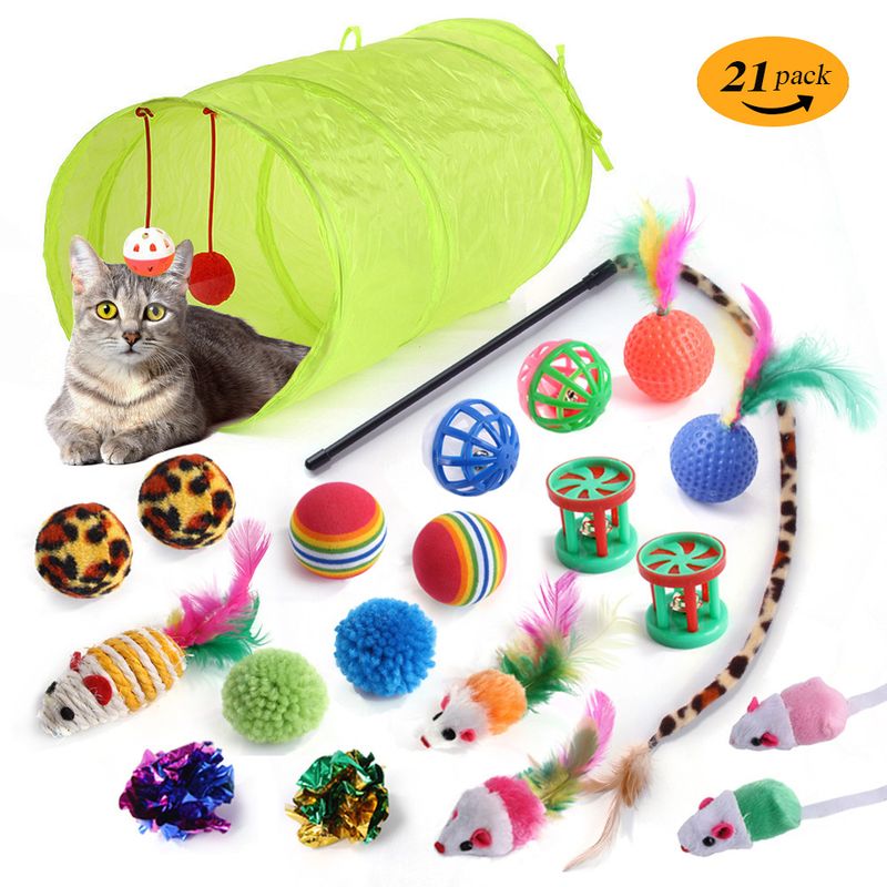 Pet Planet Ensemble de jouets tunnel pour chat 21 articles