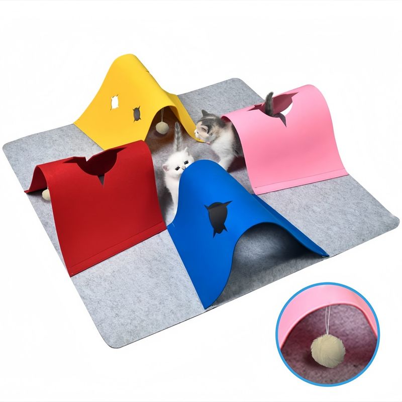 FurryFusion Jouet en feutre tunnel pliable pour petits animaux