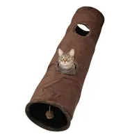 FurryFusion Tunnel pliable en daim pour chat
