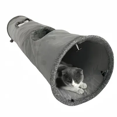 FurryFusion Tunnel pliable en daim pour chat