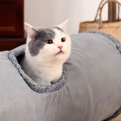 FurryFusion Túnel plegable de gamuza para gatos