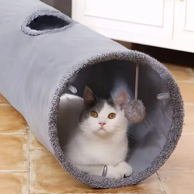 FurryFusion Tunnel pliable en daim pour chat