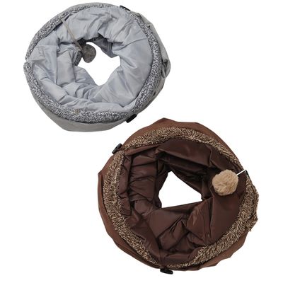 FurryFusion Tunnel pliable en daim pour chat