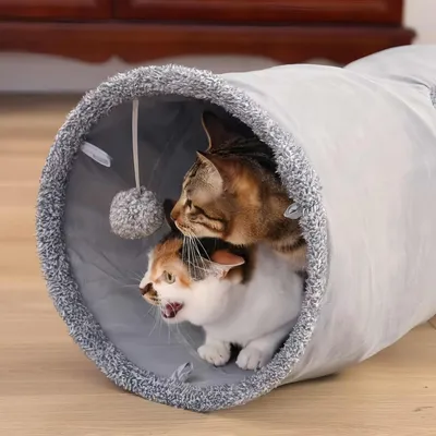 FurryFusion Tunnel pliable en daim pour chat