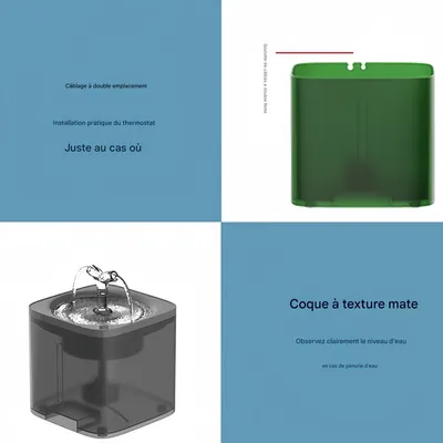 FurryFusion Fontaine à eau 2 litres pour chats et petits chiens