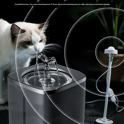 FurryFusion Fontaine à eau 2 litres pour chats et petits chiens